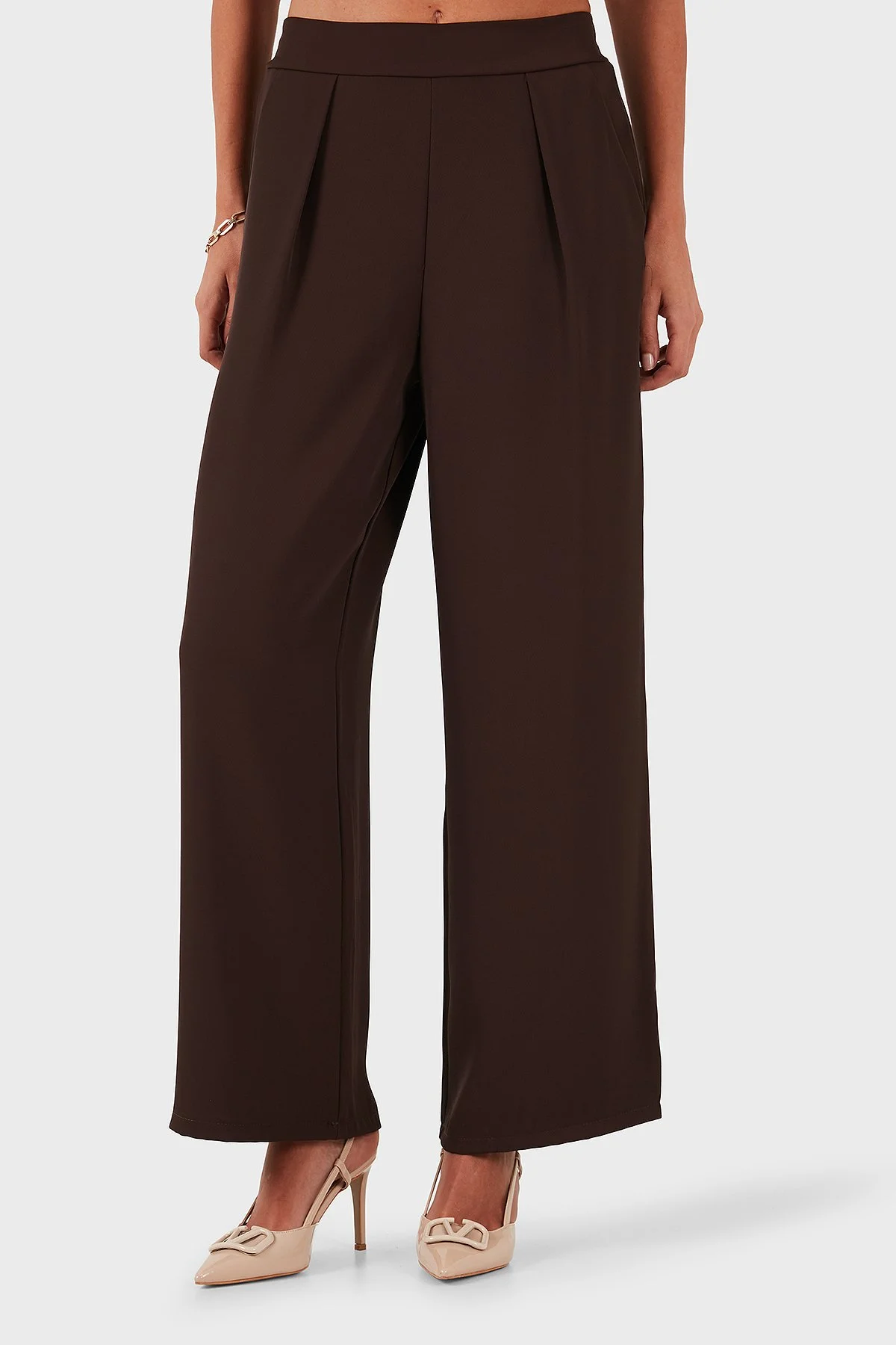 Via Dante Regular Fit Normal Bel Geniş Paça Kadın Pantolon 268755092 KAHVE - 1