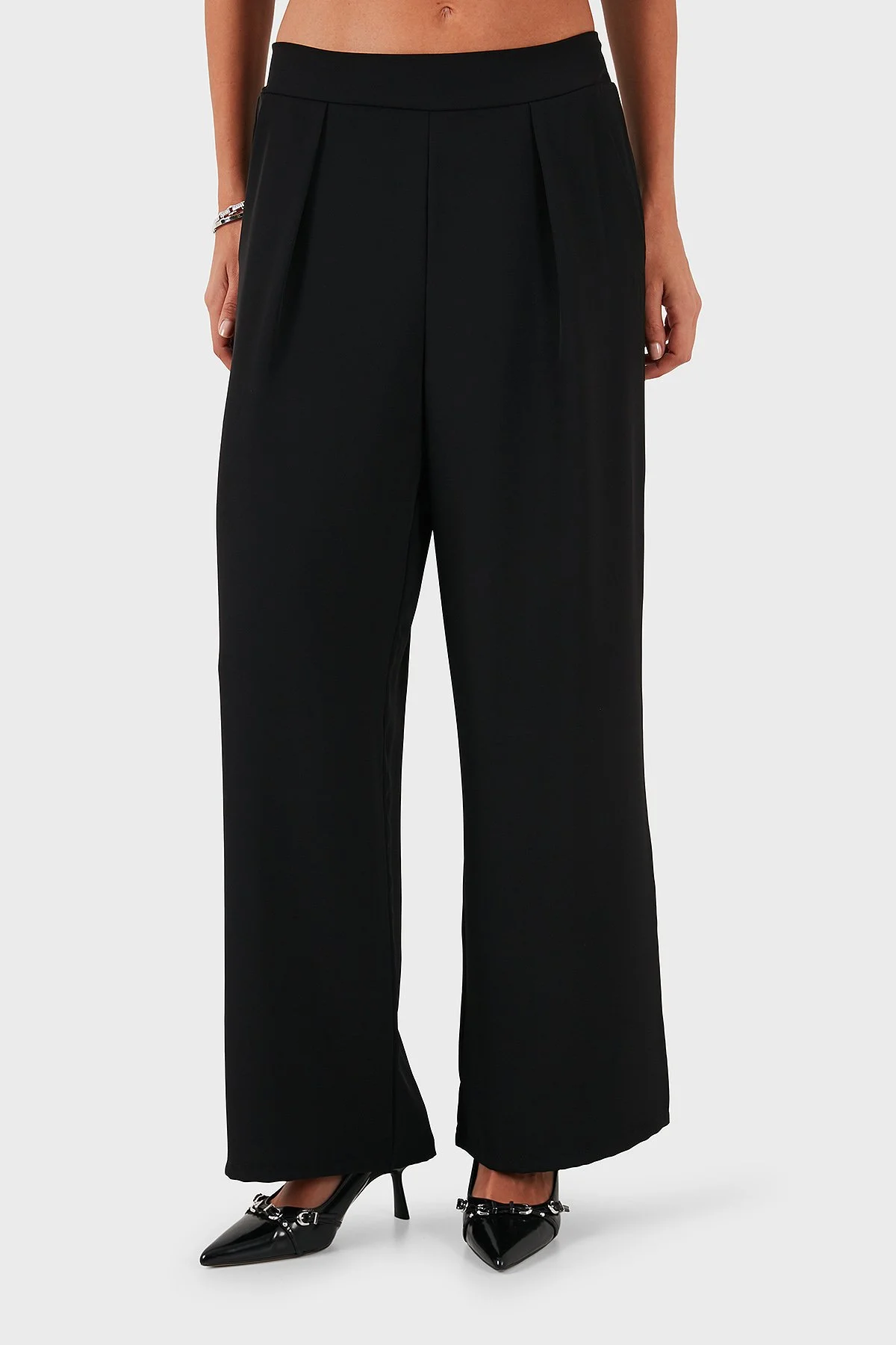 Via Dante Regular Fit Normal Bel Geniş Paça Bayan Pantolon 268755092 SİYAH - 1