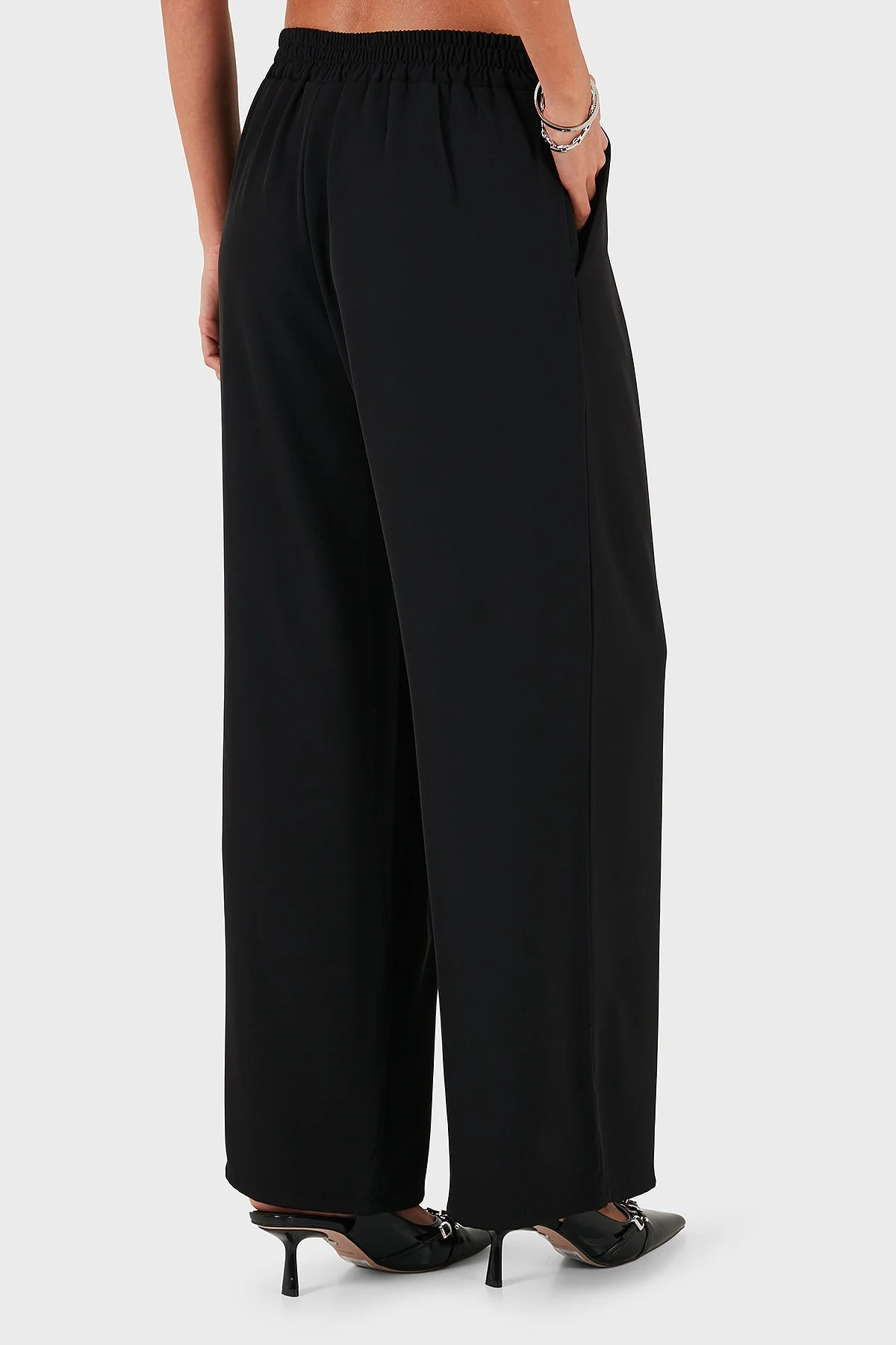 Via Dante Regular Fit Normal Bel Geniş Paça Kadın Pantolon 268755092 SİYAH - 3