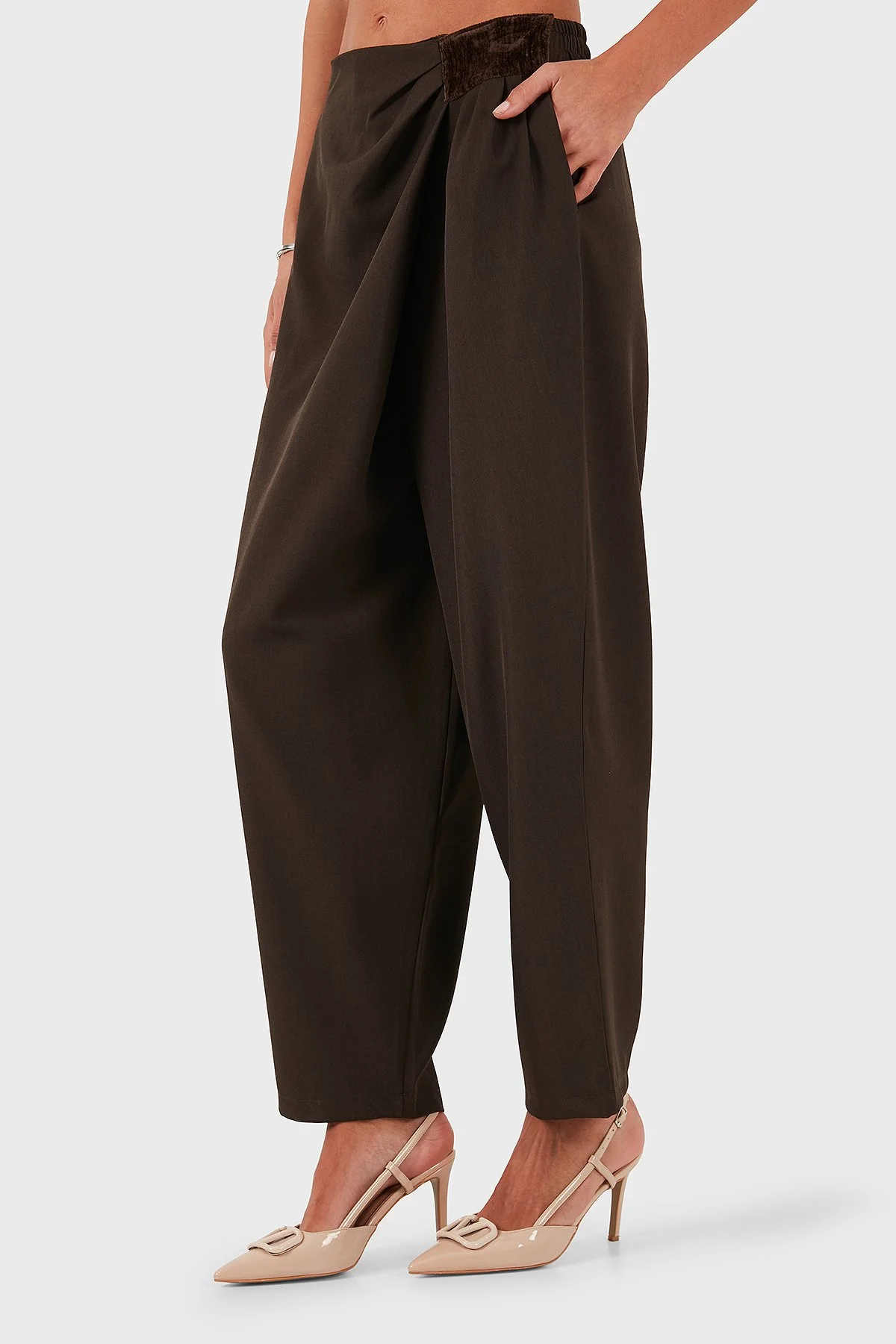 Via Dante Regular Fit Normal Bel Geniş Paça Kadın Pantolon 2687557721 Kahve - 4
