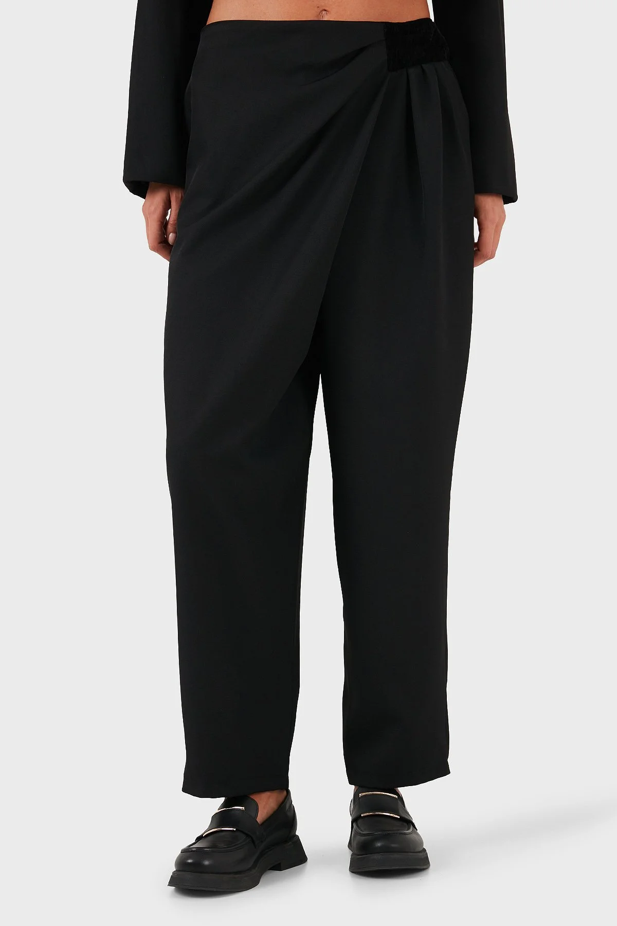 Via Dante Regular Fit Normal Bel Geniş Paça Kadın Pantolon 2687557721 SİYAH - 1