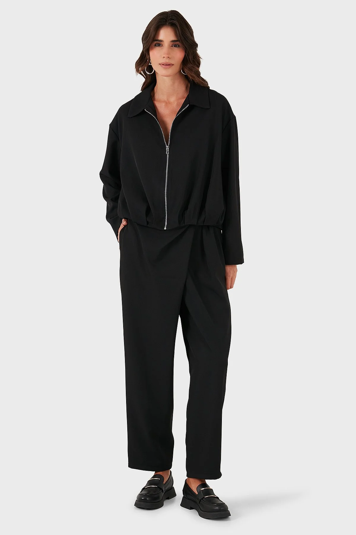Via Dante Regular Fit Normal Bel Geniş Paça Kadın Pantolon 2687557721 SİYAH - 2