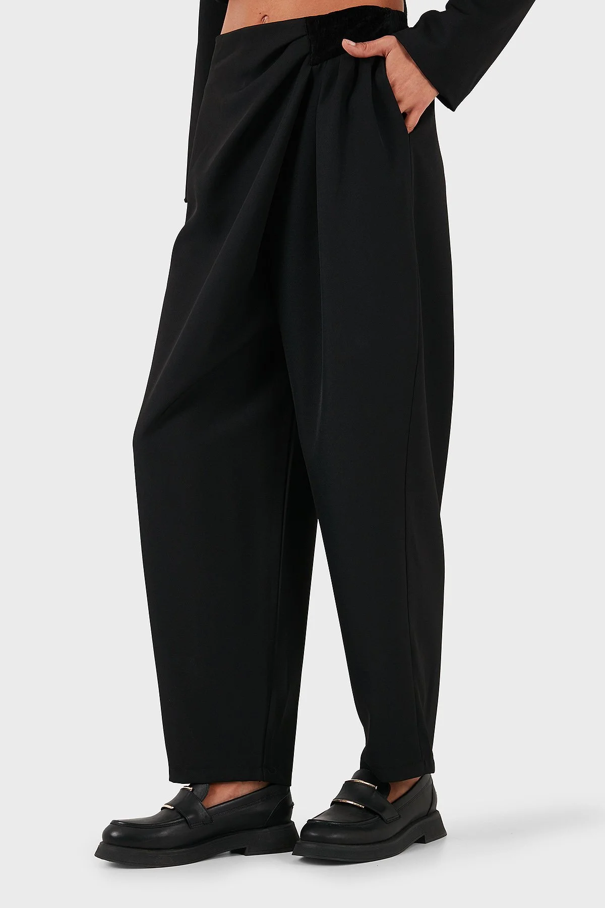 Via Dante Regular Fit Normal Bel Geniş Paça Kadın Pantolon 2687557721 SİYAH - 4