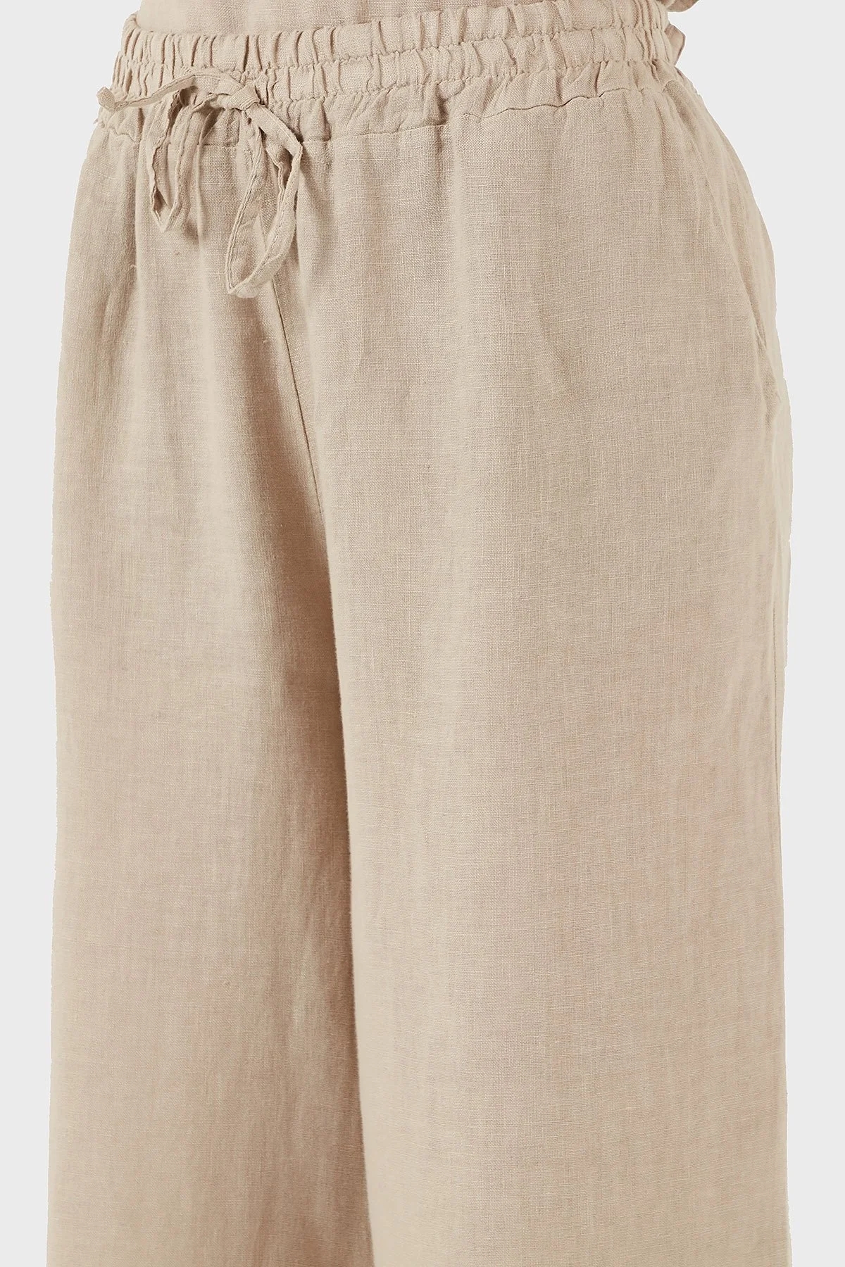 Via Dante Regular Fit Normal Bel Geniş Paça Keten Bayan Pantolon 4998687 TAŞ - 6