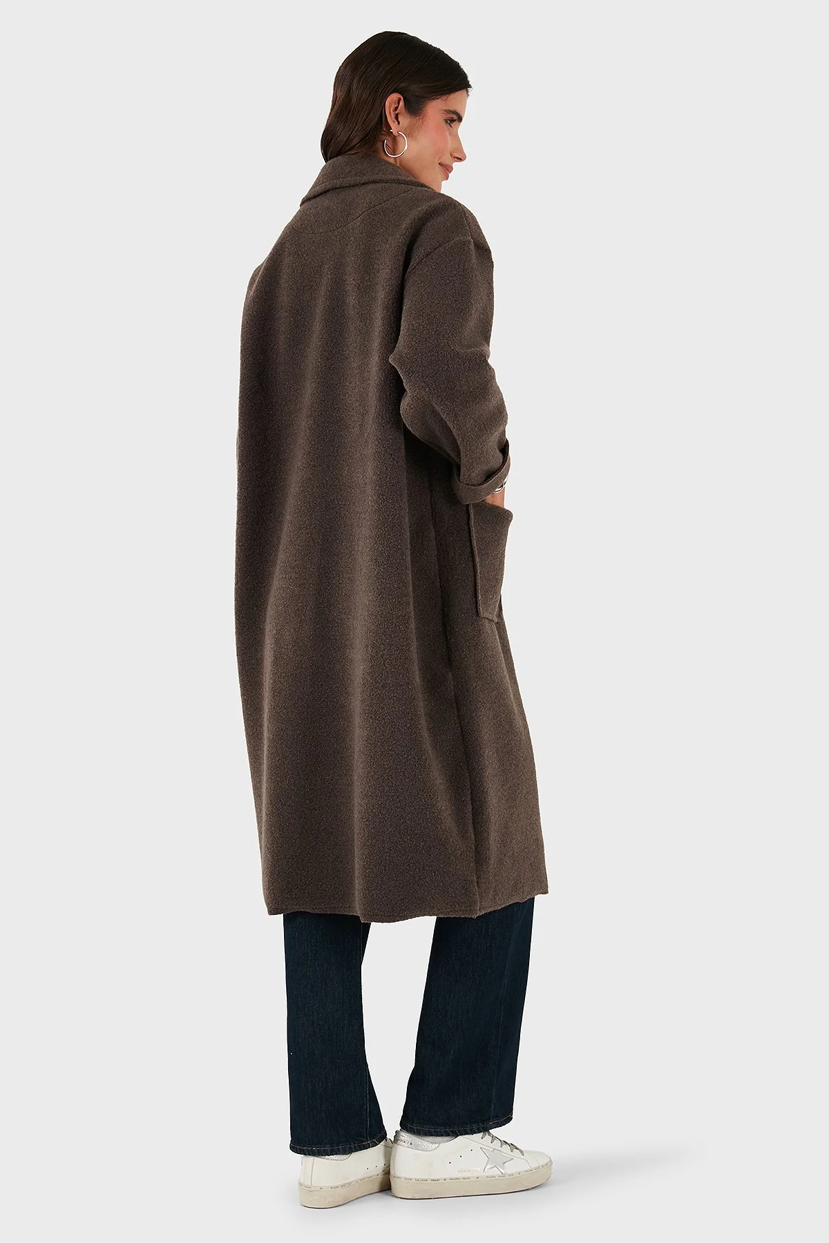 Via Dante Relaxed Fit Kruvaze Yaka Düğmeli Uzun Bayan Kaban 68821012 KAHVE - 3