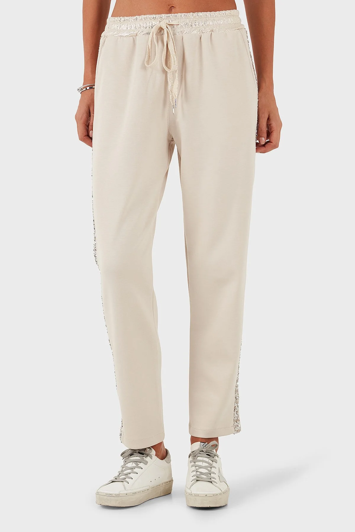 Via Dante Relaxed Fit Normal Bel Düz Paça Pul Detaylı Bayan Pantolon 69143450 BEJ - 1