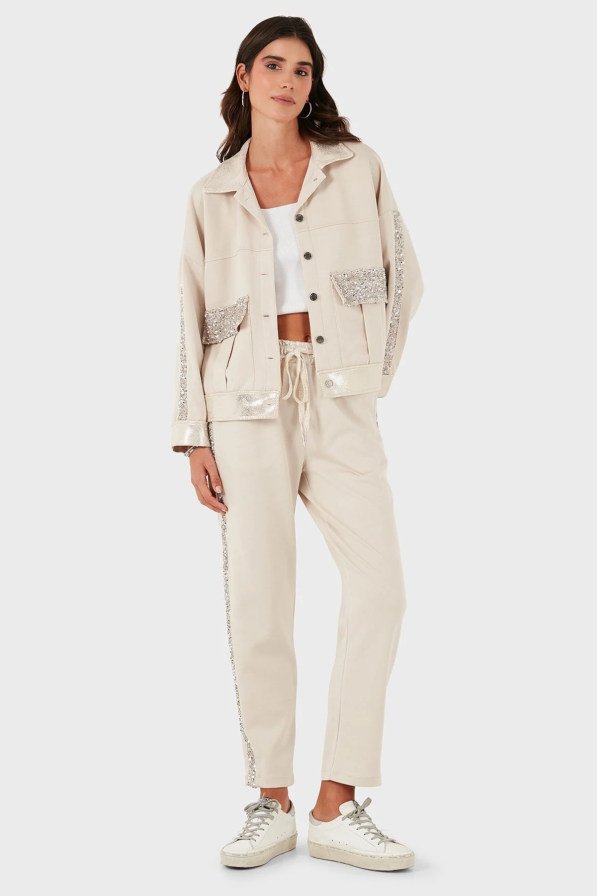 Via Dante Relaxed Fit Normal Bel Düz Paça Pul Detaylı Bayan Pantolon 69143450 BEJ - 6