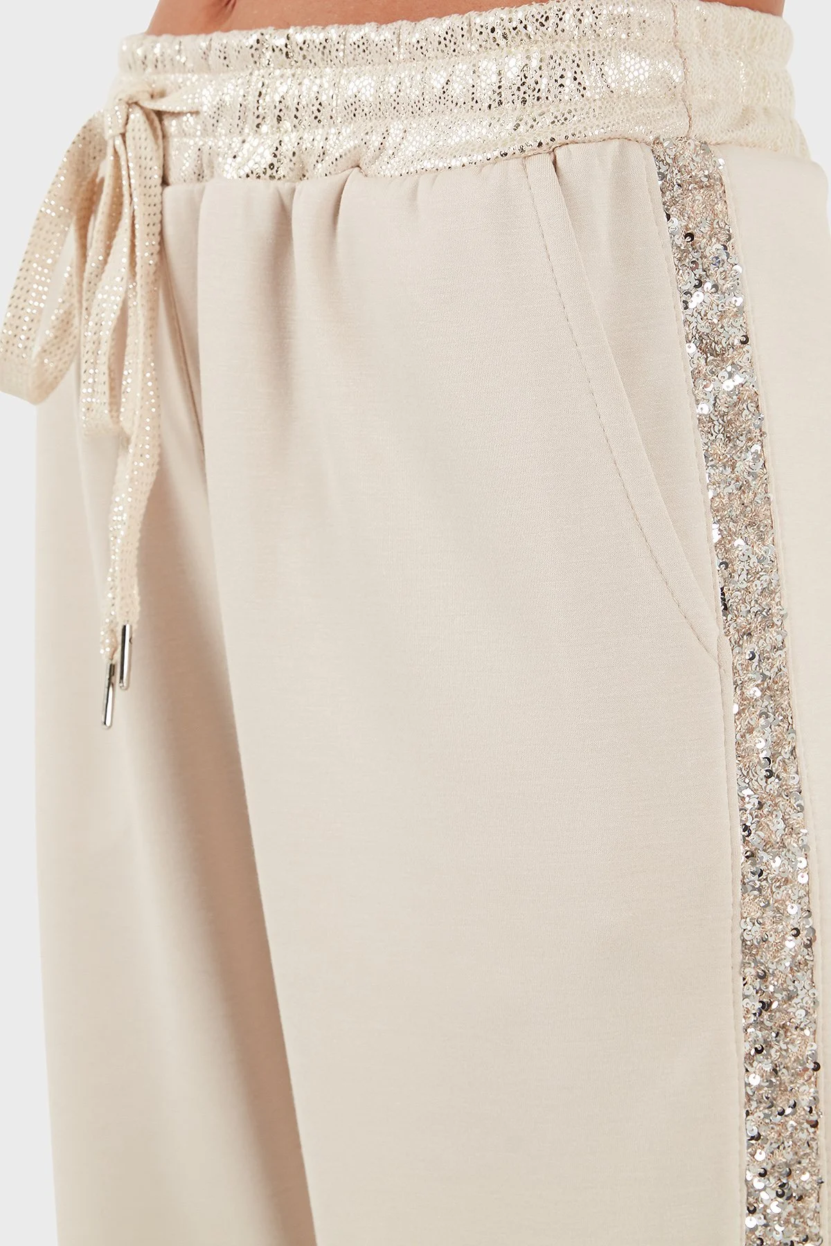 Via Dante Relaxed Fit Normal Bel Düz Paça Pul Detaylı Bayan Pantolon 69143450 BEJ - 7