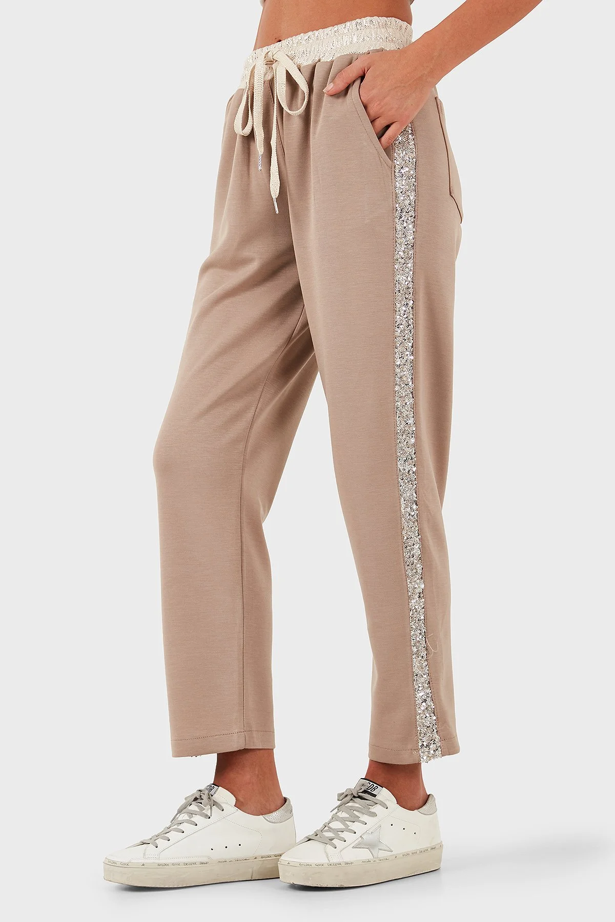 Via Dante Relaxed Fit Normal Bel Düz Paça Pul Detaylı Bayan Pantolon 69143450 VİZON - 4