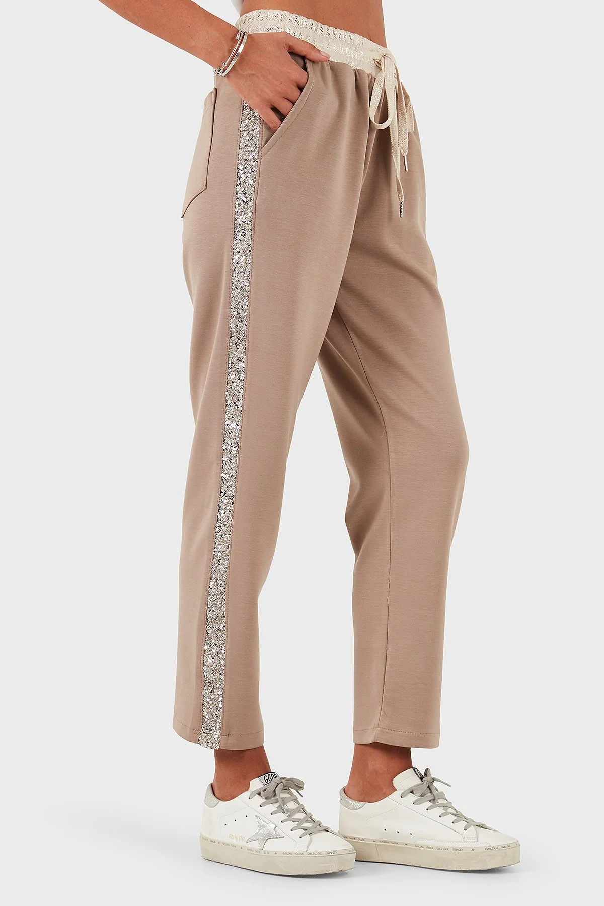 Via Dante Relaxed Fit Normal Bel Düz Paça Pul Detaylı Bayan Pantolon 69143450 VİZON - 5