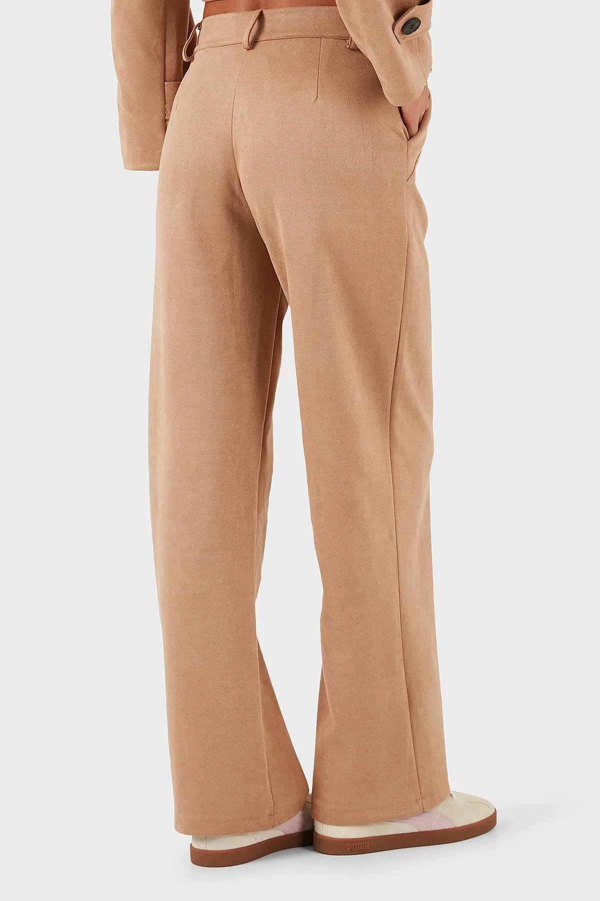 Via Dante Relaxed Fit Normal Gel Geniş Paça Süet Kadın Pantolon 68672644SUEDE BEJ - 3