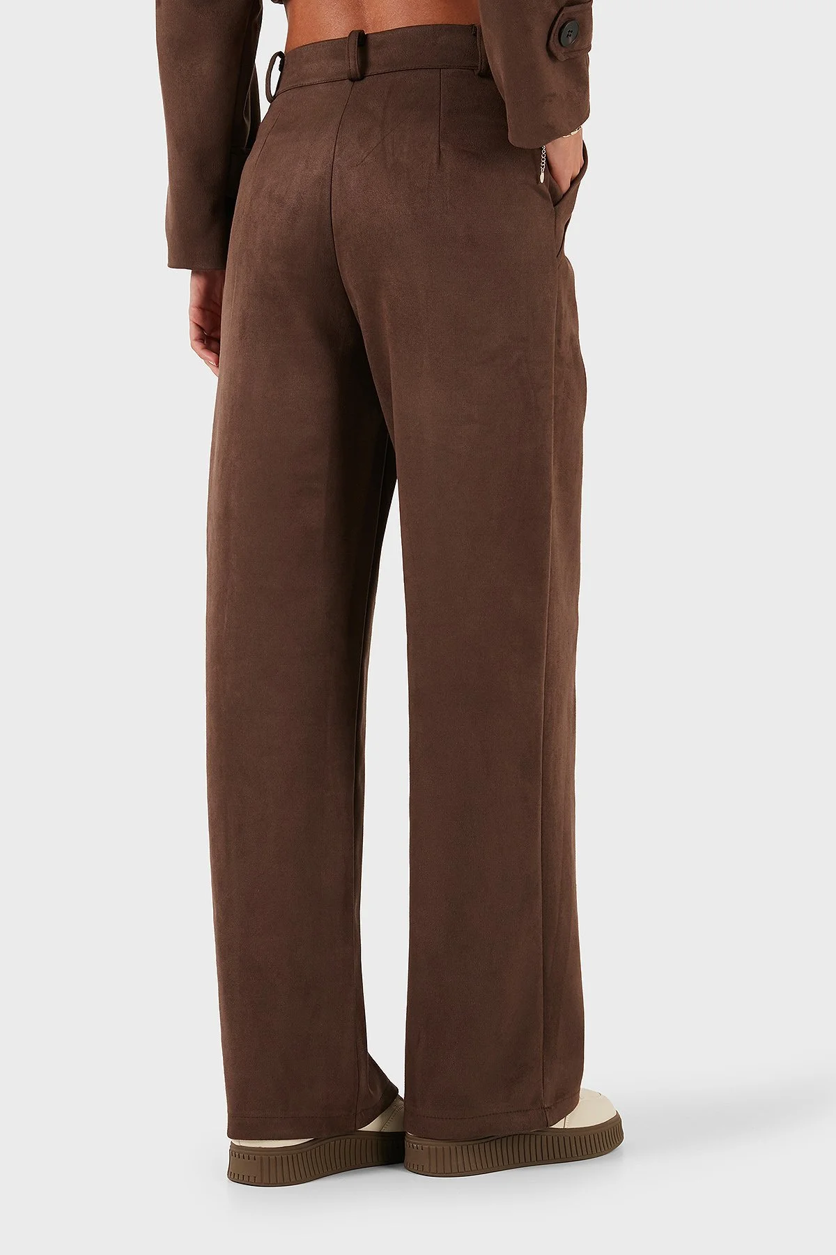 Via Dante Relaxed Fit Normal Gel Geniş Paça Süet Bayan Pantolon 68672644SUEDE KAHVE - 3