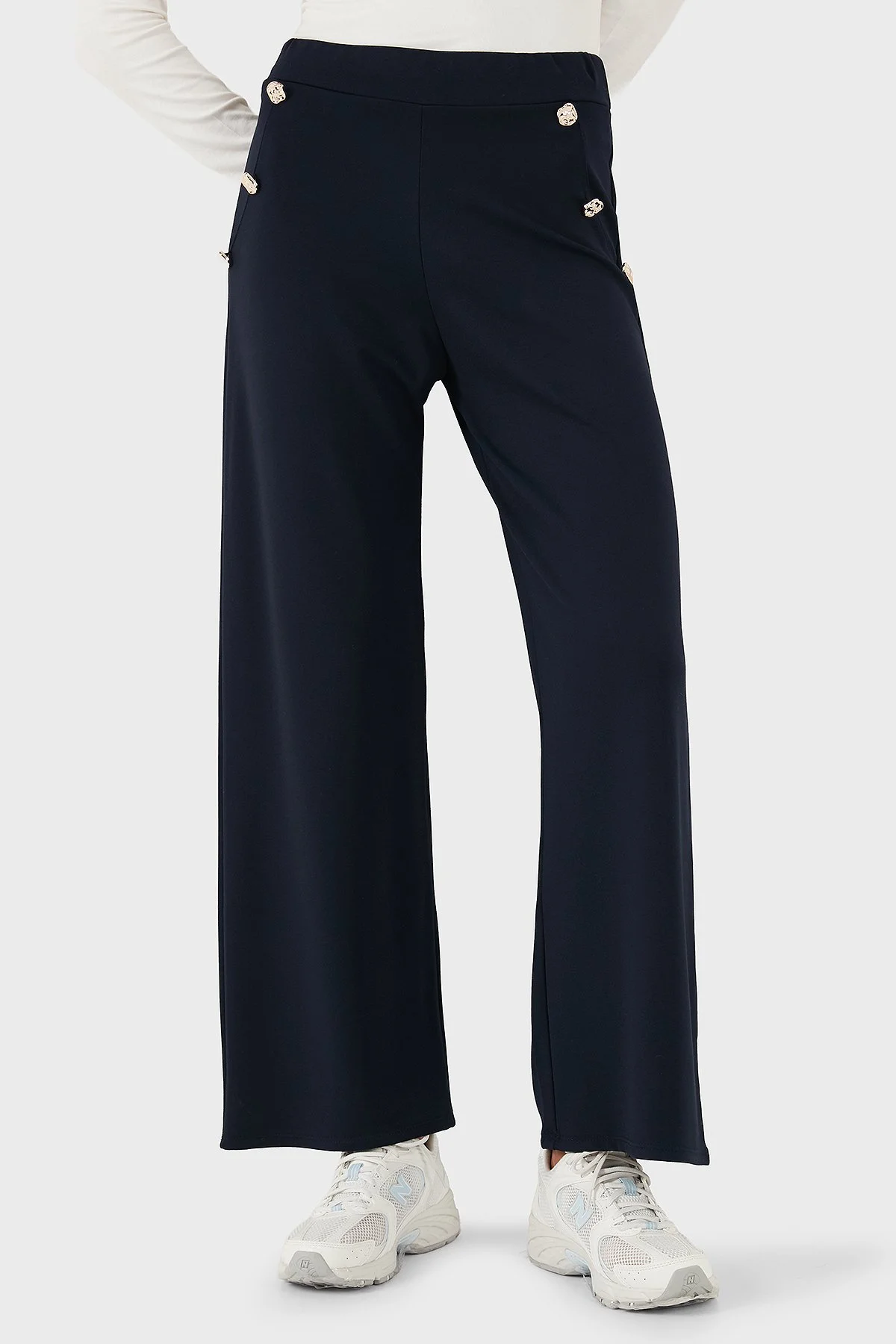 Via Dante Straight Fit Taş Detaylı Düz Paça Kadın Pantolon 268755080 LACİVERT - 4