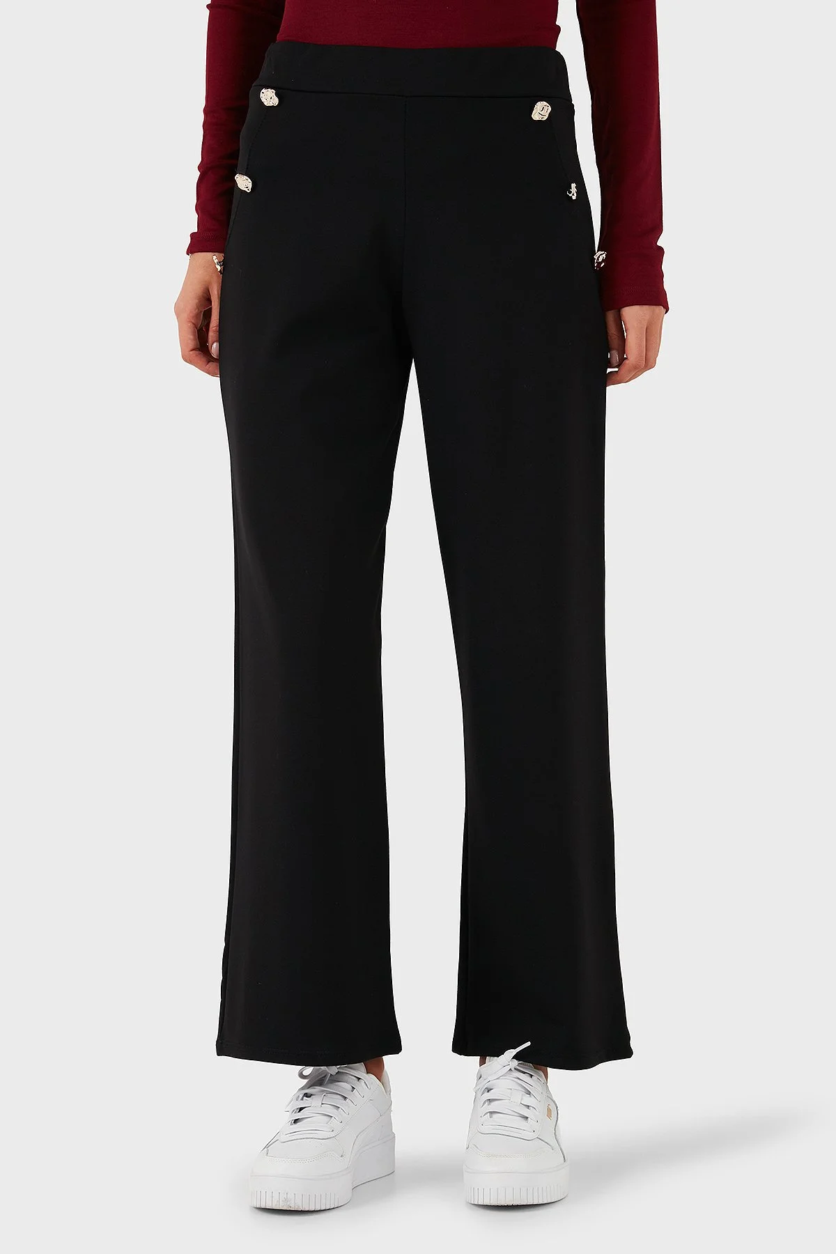 Via Dante Straight Fit Taş Detaylı Düz Paça Bayan Pantolon 268755080 SİYAH - 1