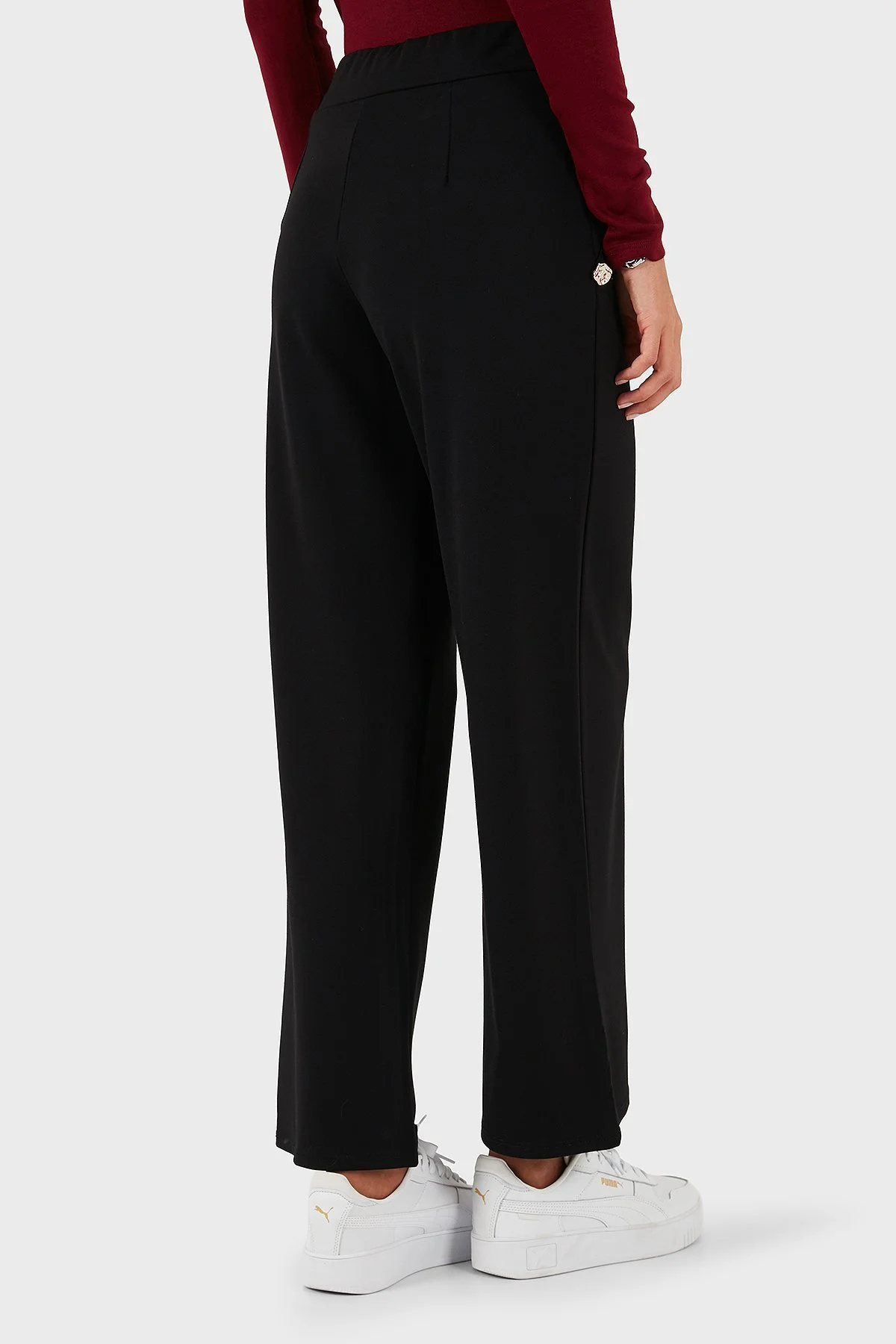 Via Dante Straight Fit Taş Detaylı Düz Paça Bayan Pantolon 268755080 SİYAH - 3