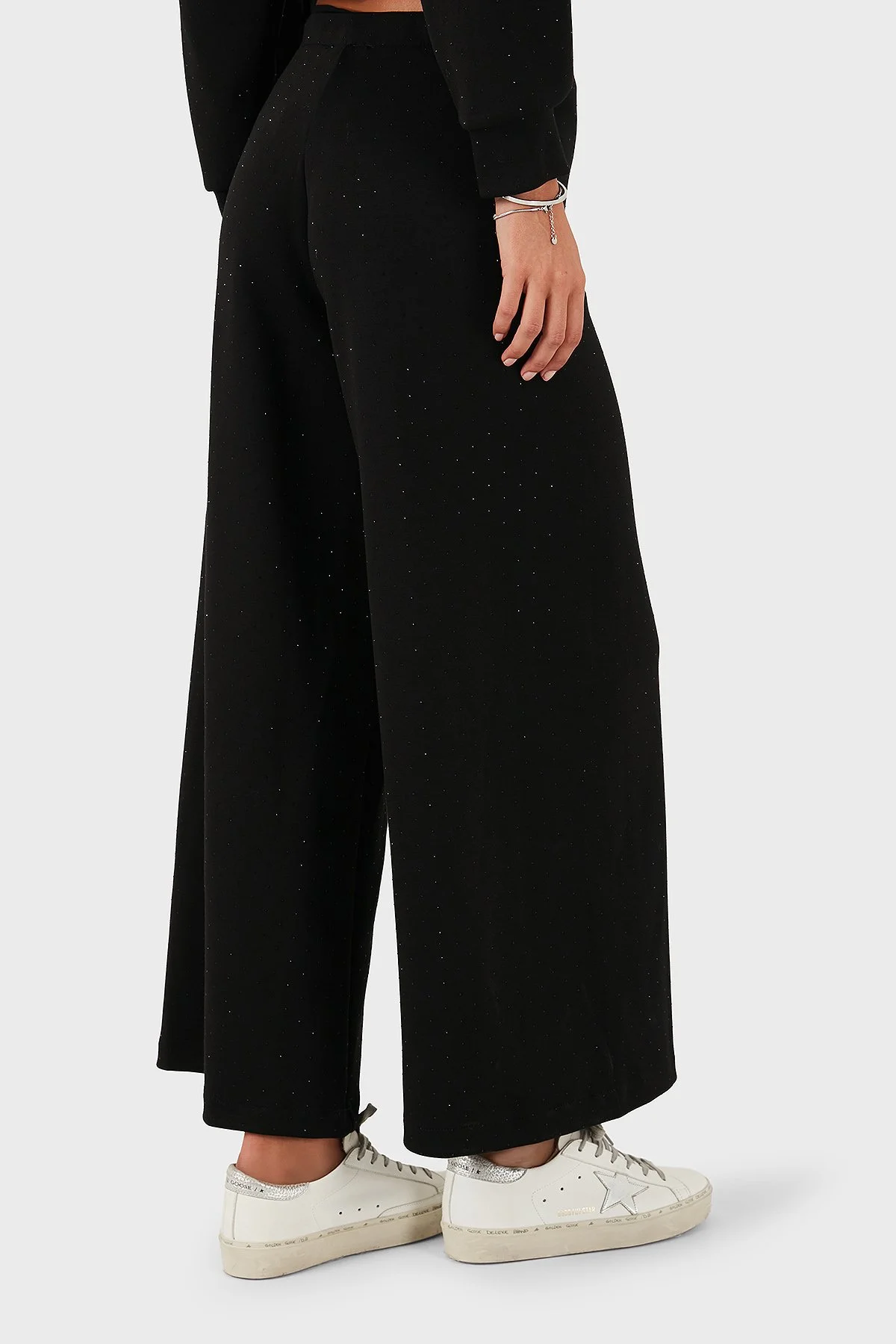 Via Dante Taşlı Regular Fit Normal Bel Geniş Paça Kadın Pantolon 268793735 SİYAH - 3