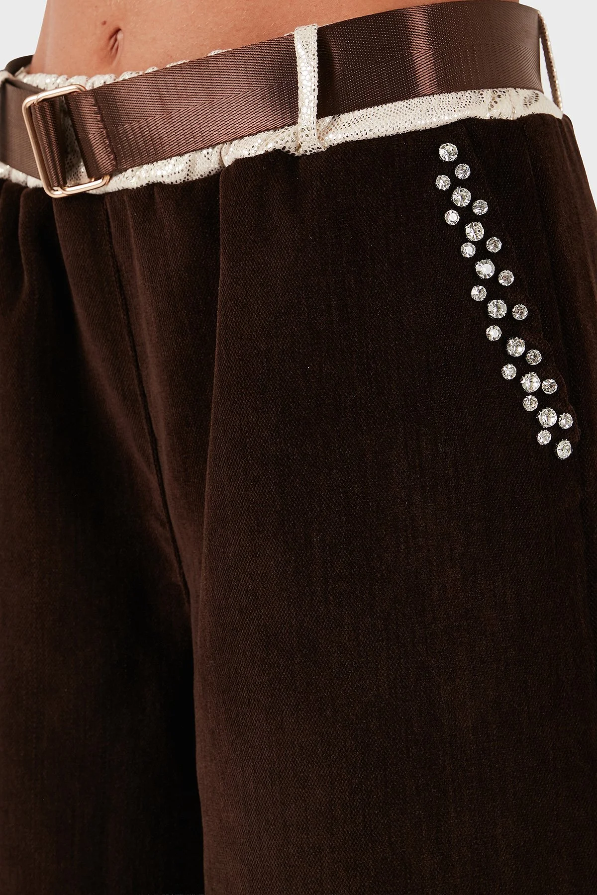 Via Dante Wide Leg Fit Normal Bel Cep Detaylı Bayan Pantolon 69143990 KAHVE - 6