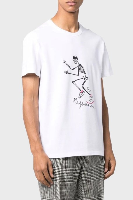Mcqueen Baskılı Pamuklu Bisiklet Yaka Erkek T Shirt 682531QSZ63 0900 BEYAZ - McQueen