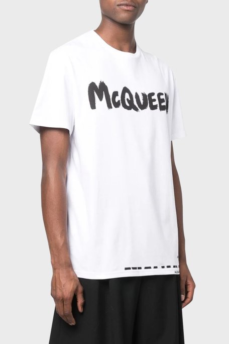 Mcqueen Baskılı Pamuklu Bisiklet Yaka Regular Fit Erkek T Shirt 622104QTZ57 0900 BEYAZ - McQueen