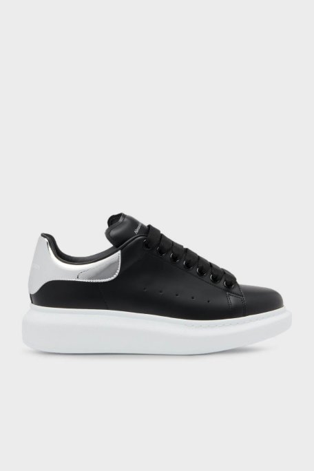 Mcqueen Hakiki Deri Sneaker Bayan Ayakkabı 718232WIEE4 1081 SİYAH-GÜMÜŞ - McQueen