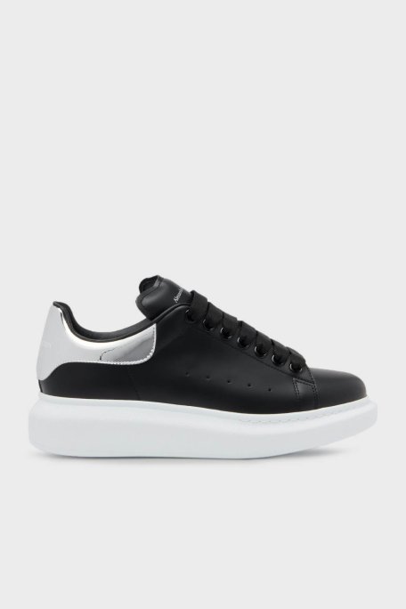 Mcqueen Hakiki Deri Sneaker Kadın Ayakkabı 718232WIEE4 1081 SİYAH-GÜMÜŞ - McQueen