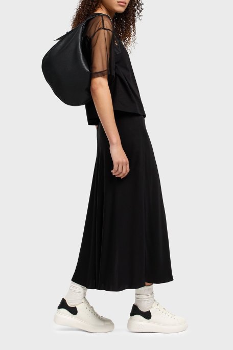 Armani Exchage % 100 Pamuk Cropped Fit Tül Detaylı Bayan T Shirt XW000516 AF10359 UC001 SİYAH - Armani Exchange (1)