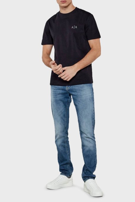 Armani Exchage % 100 Pamuk Regular Fit Bisiklet Yaka Erkek T Shirt XM000327 AF10364 UB101 LACİVERT - Armani Exchange (1)