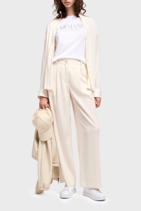 Armani Exchage % 100 Pamuk Regular Fit Bisiklet Yaka Logolu Bayan T Shirt XW000387 AF10354 U0002 BEYAZ - Armani Exchange (1)