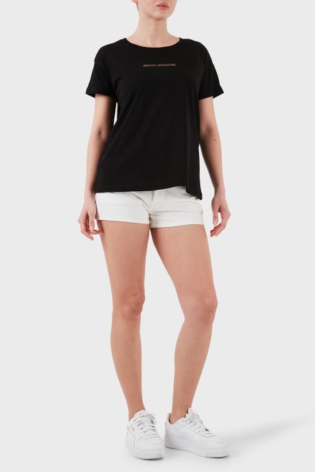 Armani Exchage % 100 Pamuk Regular Fit Bisiklet Yaka Logolu Bayan T Shirt XW000534 AF10359 UC001 SİYAH - Armani Exchange (1)