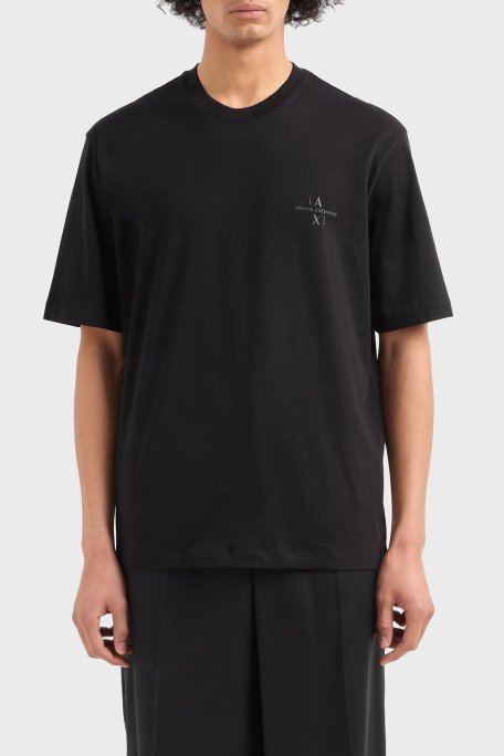 Armani Exchage % 100 Pamuk Regular Fit Logolu Erkek T Shirt XM000763 AF12308 UC001 SİYAH - Armani Exchange