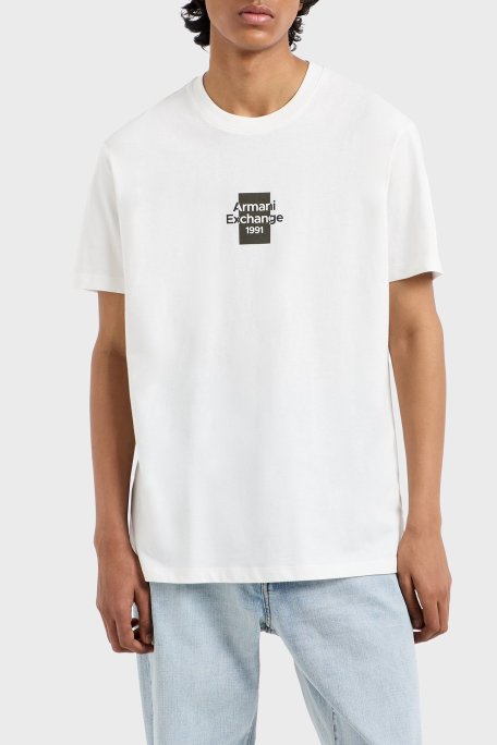 Armani Exchage % 100 Pamuk Regular Fit Logolu Erkek T Shirt XM000767 AF12308 U0009 BEYAZ - Armani Exchange