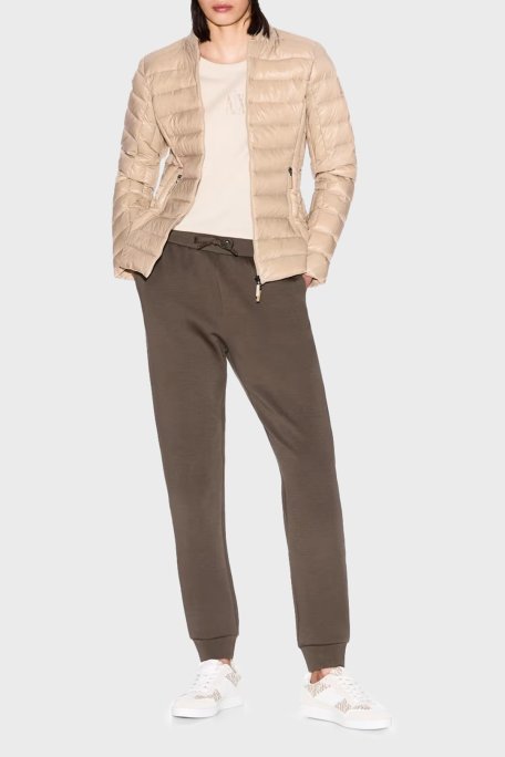 Armani Exchage % 100 Pamuk Relaxed Fit Taşlı Logolu Bayan T Shirt XW000830 AF10356 U1092 KREM - Armani Exchange (1)