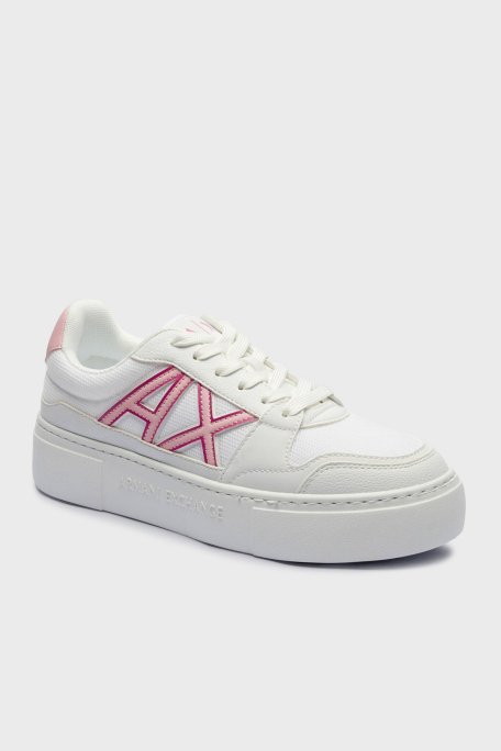 Armani Exchage Logolu Kalın Taban Sneaker Bayan Ayakkabı XDX178 XV929 S935 BEYAZ-PEMBE - Armani Exchange