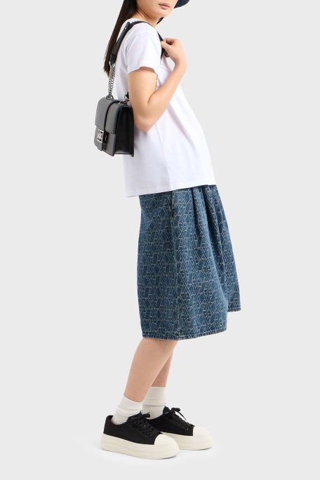 Armani Exchage Logolu Taşlı % 100 Pamuk Relaxed Fit Bisiklet Yaka Bayan T Shirt XW000830 AF10356 U0002 BEYAZ - Armani Exchange (1)