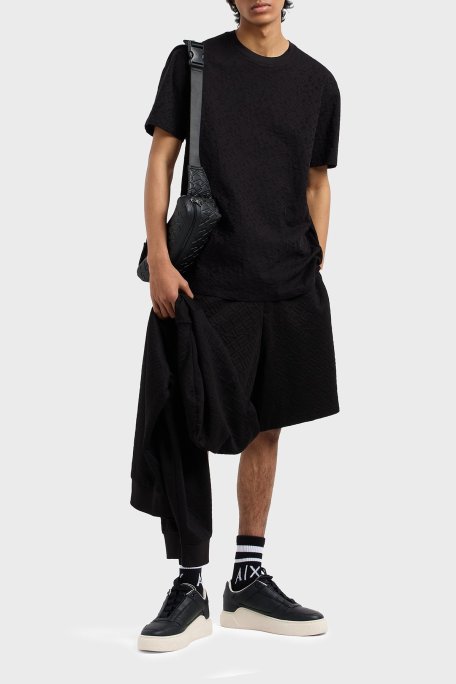 Armani Exchage Pamuklu Kabartmalı Logo Baskılı Regular Fit Bisiklet Yaka Erkek T Shirt XM000478 AF10337 FC013 SİYAH - Armani Exchange (1)