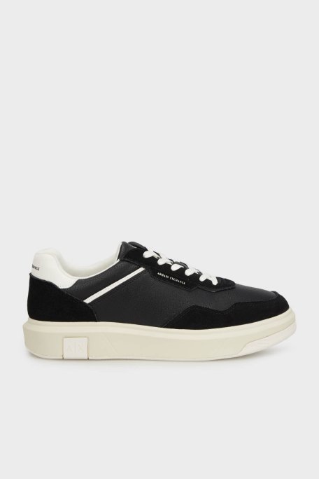 Armani Exchage Süet Detaylı Sneaker Erkek Ayakkabı XUX254 XV950 K001 SİYAH - Armani Exchange