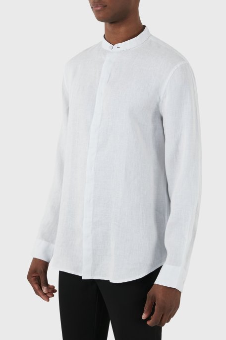 Armani Exchange % 100 Keten Hakim Yaka Erkek Gömlek 8NZC66 ZNCFZ 15CZ AÇIK MAVİ - Armani Exchange (1)