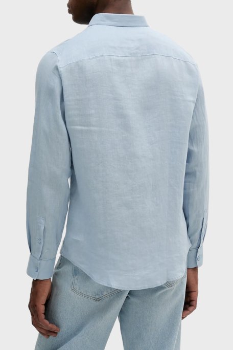Armani Exchange % 100 Keten Normal Kalıp Klasik Yaka Erkek Gömlek XM001221 AF14619 U9360 AÇIK MAVİ - Armani Exchange (1)