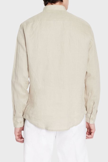 Armani Exchange % 100 Keten Regular Fit Erkek Gömlek 8NZC50 ZNCFZ 1724 BEJ - Armani Exchange (1)