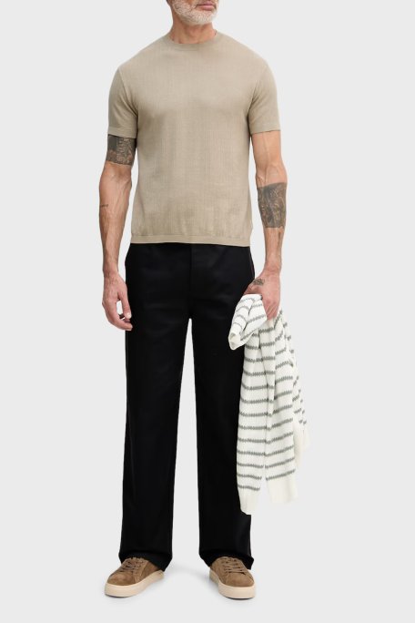 Armani Exchange % 100 Pamuk Bisiklet Yaka Fitilli Triko Erkek Kazak XM002439 AF22249 U6229 Bej - Armani Exchange (1)