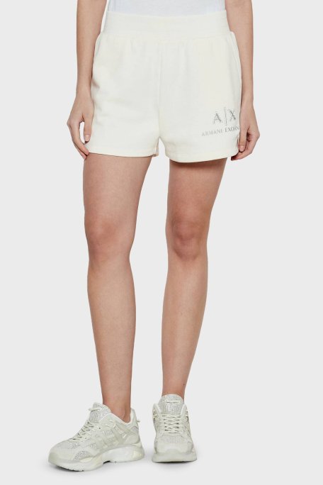 Armani Exchange % 100 Pamuk Lastikli Bel Logolu Bayan Short XW001052 AF11851 U1003 BEJ - Armani Exchange