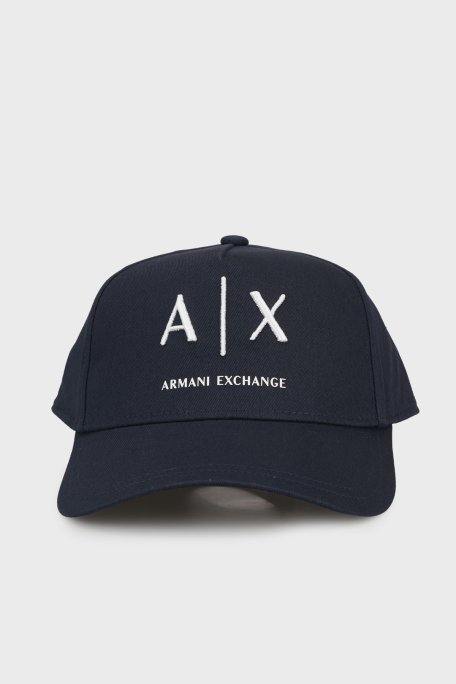 Armani Exchange % 100 Pamuk Logolu Erkek Şapka XM002696 AF15502 MB106 Lacivert Beyaz - Armani Exchange