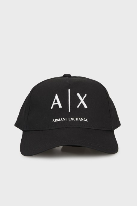 Armani Exchange % 100 pamuk Logolu Erkek Şapka XM002696 AF15502 MC024 Siyah Beyaz - Armani Exchange