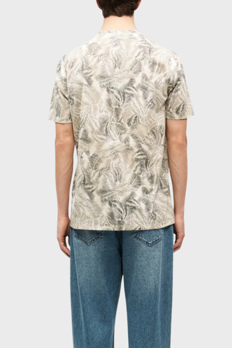 Armani Exchange % 100 Pamuk Normal Kalıp Bisiklet Yaka Desenli Erkek T Shirt XM002502 AF10358 F1146 Krem-Bej - Armani Exchange (1)