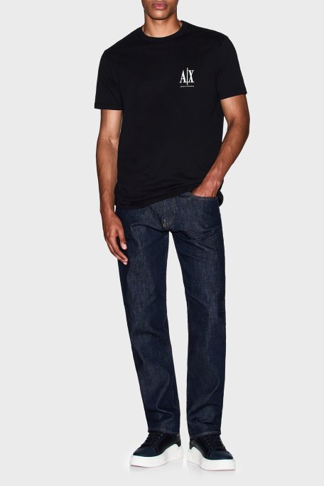 Armani Exchange % 100 Pamuk Regular Fit Bisiklet Yaka Erkek T Shirt XM000365 AF12308 UC001 SİYAH - Armani Exchange (1)