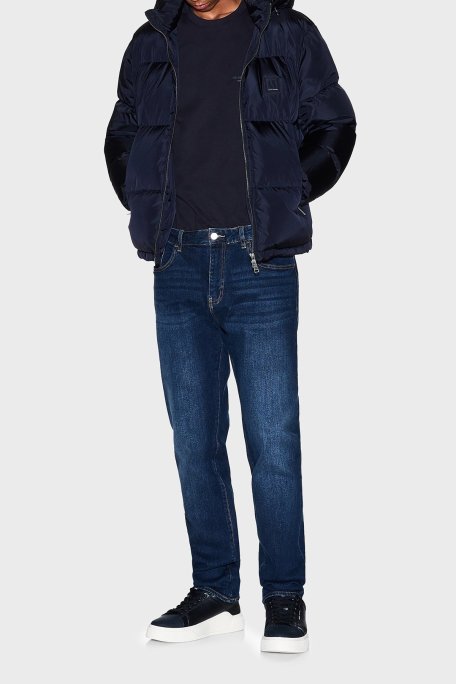 Armani Exchange % 100 Pamuk Regular Fit Bisiklet Yaka Erkek T Shirt XM001281 AF10361 UB101 LACİVERT - Armani Exchange (1)