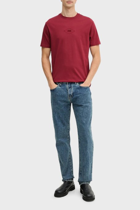 Armani Exchange % 100 Pamuk Regular Fit Bisiklet Yaka Erkek T Shirt XM001442 AF10358 UA328 BORDO - Armani Exchange (1)