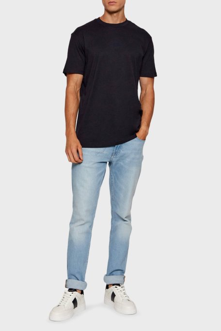 Armani Exchange % 100 Pamuk Regular Fit Bisiklet Yaka Erkek T Shirt XM001442 AF10358 UB101 LACİVERT - Armani Exchange (1)