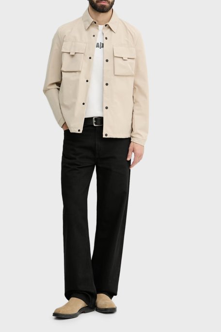 Armani Exchange % 100 Pamuk Regular Fit Bisiklet Yaka Erkek T Shirt XM002509 AF10358 U1074 KREM - Armani Exchange (1)