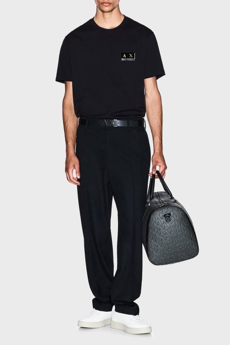 Armani Exchange % 100 Pamuk Regular Fit Bisiklet Yaka Logolu Erkek T Shirt XM001911 AF10356 MC004 SİYAH-GOLD - Armani Exchange (1)